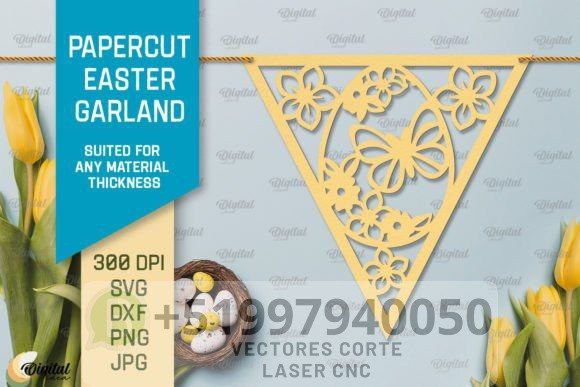 Guirlanda de Páscoa recortada em papel